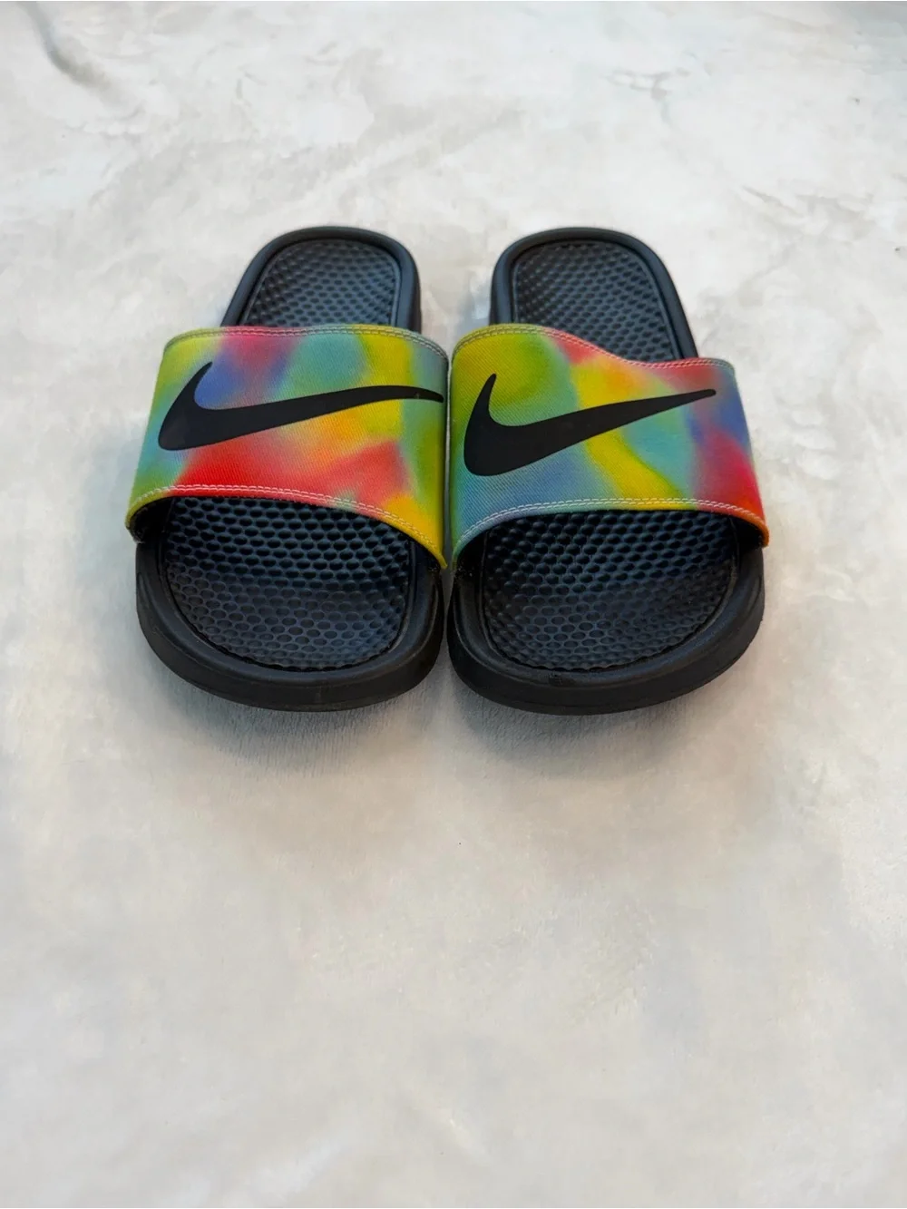 NIKE BENASSI JDI SLIDE SANDALS MENS SIZE 12 MULTICOLOR TIE DYE COMFORT CASUAL